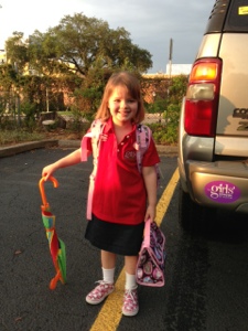 Posing on the "faux" first day of K. 